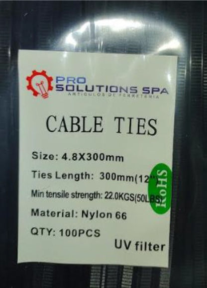 Amarra plástica o amarra cables certificación UV, distintos tamaños (Paquete 100 Und)