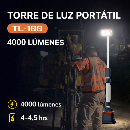 Torre de Iluminación Portátil TL-100 | 4.000 Lúmenes